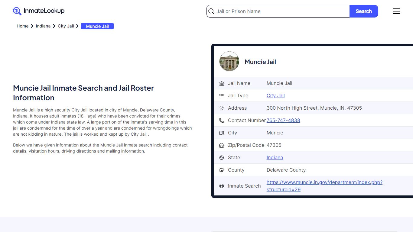 Muncie Jail Inmate Search - Muncie Indiana - Inmate Lookup